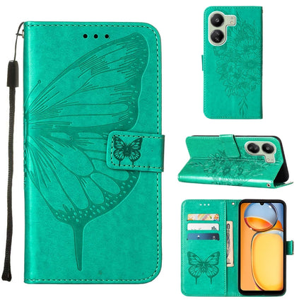 Embossed Butterfly Leather Phone Case, For Xiaomi Redmi 13C, For Xiaomi Redmi Note 13 Pro+ 5G, For Xiaomi Redmi Note 13 Pro 5G Global
