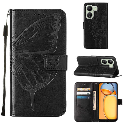 Embossed Butterfly Leather Phone Case, For Xiaomi Redmi 13C, For Xiaomi Redmi Note 13 Pro+ 5G, For Xiaomi Redmi Note 13 Pro 5G Global