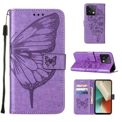 Embossed Butterfly Leather Phone Case, For Xiaomi 14 Pro 5G Global, For Xiaomi 14 5G Global, For Xiaomi Redmi Note 13 5G Global