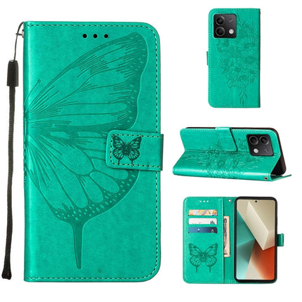 Embossed Butterfly Leather Phone Case, For Xiaomi 14 Pro 5G Global, For Xiaomi 14 5G Global, For Xiaomi Redmi Note 13 5G Global