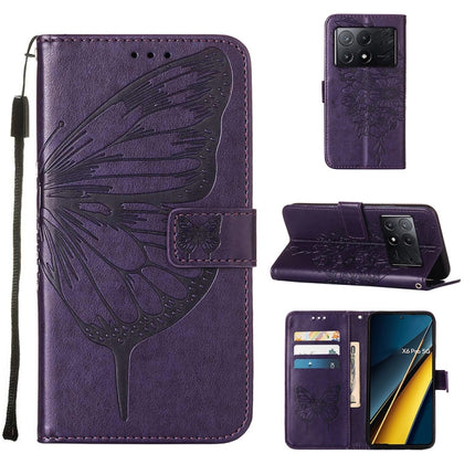 Embossed Butterfly Leather Phone Case, For Xiaomi Redmi K70E, For Xiaomi Poco X6 Pro, For Xiaomi 14 Ultra 5G Global