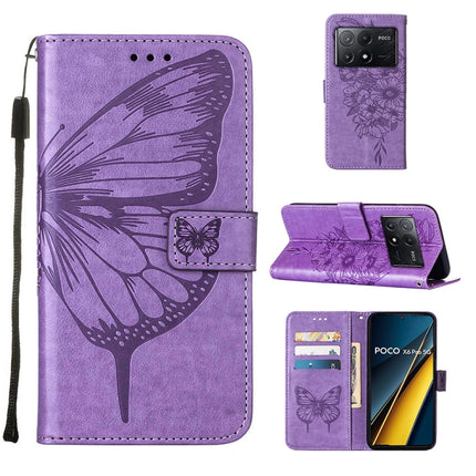 Embossed Butterfly Leather Phone Case, For Xiaomi Redmi K70E, For Xiaomi Poco X6 Pro, For Xiaomi 14 Ultra 5G Global