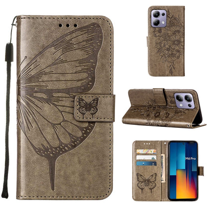 Embossed Butterfly Leather Phone Case, For Xiaomi Poco F6, For Xiaomi Poco M6 Pro 4G, For Xiaomi Poco X6 Neo 5G Global