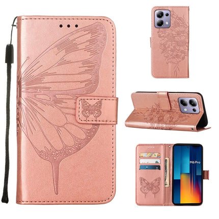 Embossed Butterfly Leather Phone Case, For Xiaomi Poco F6, For Xiaomi Poco M6 Pro 4G, For Xiaomi Poco X6 Neo 5G Global