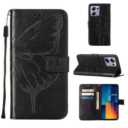 Embossed Butterfly Leather Phone Case, For Xiaomi Poco F6, For Xiaomi Poco M6 Pro 4G, For Xiaomi Poco X6 Neo 5G Global