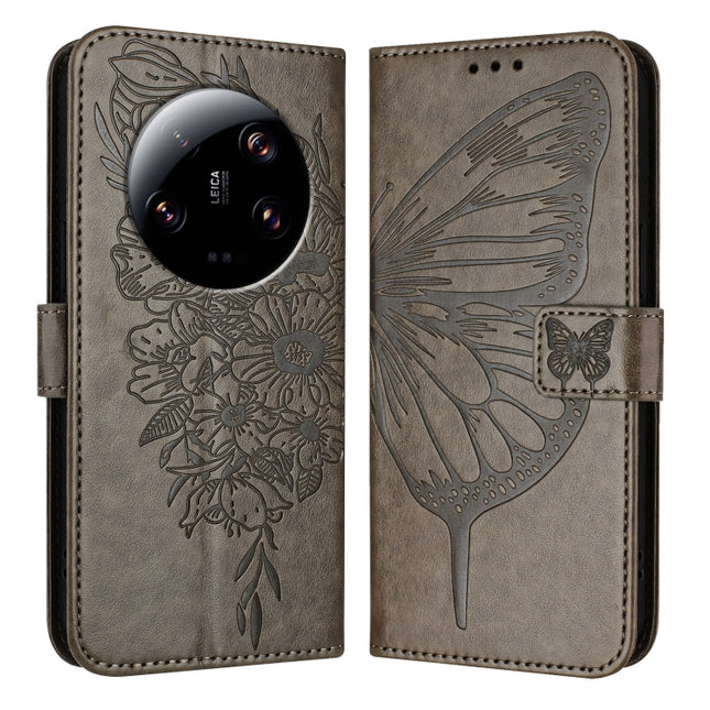 Embossed Butterfly Leather Phone Case, For Xiaomi 13 Ultra, For Xiaomi Civi 3 5G, For Xiaomi Poco X4 NFC