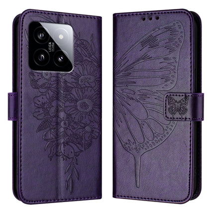 Embossed Butterfly Leather Phone Case, For Xiaomi 14 Pro 5G Global, For Xiaomi 14 5G Global, For Xiaomi Redmi Note 13 5G Global