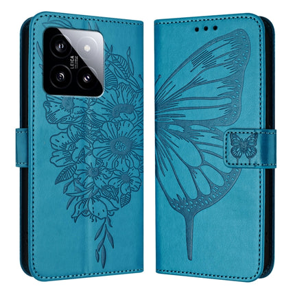 Embossed Butterfly Leather Phone Case, For Xiaomi 14 Pro 5G Global, For Xiaomi 14 5G Global, For Xiaomi Redmi Note 13 5G Global