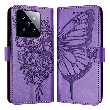 Embossed Butterfly Leather Phone Case, For Xiaomi 14 Pro 5G Global, For Xiaomi 14 5G Global, For Xiaomi Redmi Note 13 5G Global