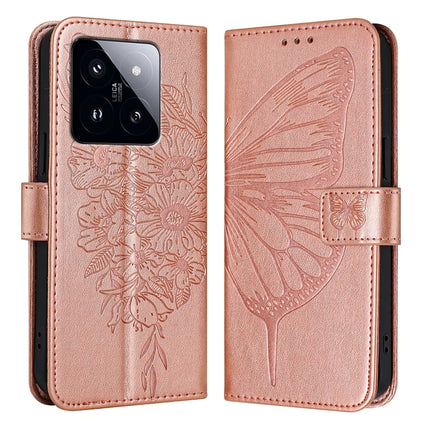 Embossed Butterfly Leather Phone Case, For Xiaomi 14 Pro 5G Global, For Xiaomi 14 5G Global, For Xiaomi Redmi Note 13 5G Global