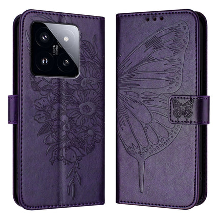 Embossed Butterfly Leather Phone Case, For Xiaomi 14 Pro 5G Global, For Xiaomi 14 5G Global, For Xiaomi Redmi Note 13 5G Global