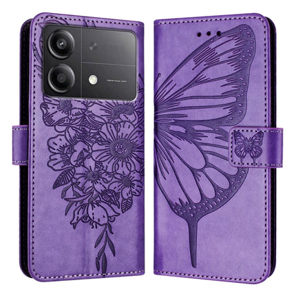 Embossed Butterfly Leather Phone Case, For Xiaomi Poco F6, For Xiaomi Poco M6 Pro 4G, For Xiaomi Poco X6 Neo 5G Global