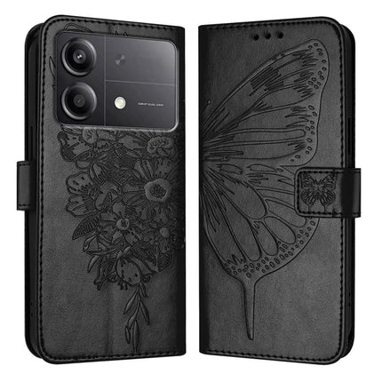 Embossed Butterfly Leather Phone Case, For Xiaomi Poco F6, For Xiaomi Poco M6 Pro 4G, For Xiaomi Poco X6 Neo 5G Global