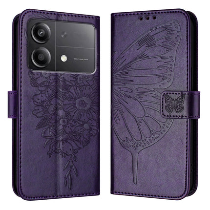 Embossed Butterfly Leather Phone Case, For Xiaomi Poco F6, For Xiaomi Poco M6 Pro 4G, For Xiaomi Poco X6 Neo 5G Global