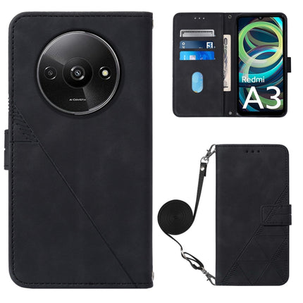 Crossbody 3D Embossed Flip Leather Phone Case, For Xiaomi Poco M6 Pro 4G, For Xiaomi Redmi A3, For Xiaomi Redmi Note 13 Pro 4G Global, For Xiaomi Redmi Note 13 4G Global