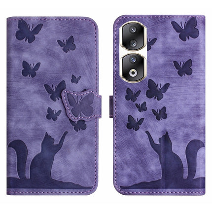 Butterfly Cat Embossing Flip Leather Phone Case, For Honor 90 Lite / X50i, For Honor 90 Pro 5G, For Honor 90 / 80