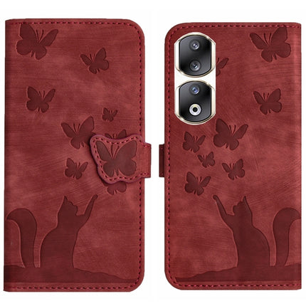 Butterfly Cat Embossing Flip Leather Phone Case, For Honor 90 Lite / X50i, For Honor 90 Pro 5G, For Honor 90 / 80