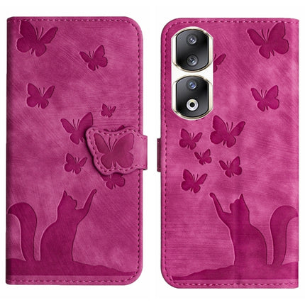 Butterfly Cat Embossing Flip Leather Phone Case, For Honor 90 Lite / X50i, For Honor 90 Pro 5G, For Honor 90 / 80