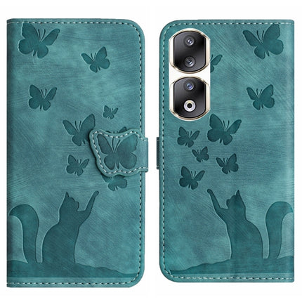 Butterfly Cat Embossing Flip Leather Phone Case, For Honor 90 Lite / X50i, For Honor 90 Pro 5G, For Honor 90 / 80