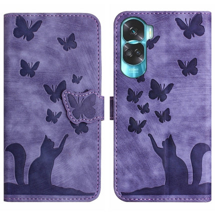 Butterfly Cat Embossing Flip Leather Phone Case, For Honor 90 Lite / X50i, For Honor 90 Pro 5G, For Honor 90 / 80
