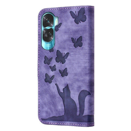 Butterfly Cat Embossing Flip Leather Phone Case, For Honor 90 Lite / X50i, For Honor 90 Pro 5G, For Honor 90 / 80