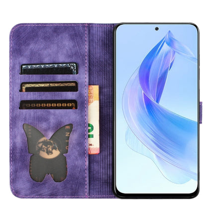 Butterfly Cat Embossing Flip Leather Phone Case, For Honor 90 Lite / X50i, For Honor 90 Pro 5G, For Honor 90 / 80