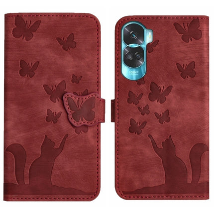 Butterfly Cat Embossing Flip Leather Phone Case, For Honor 90 Lite / X50i, For Honor 90 Pro 5G, For Honor 90 / 80