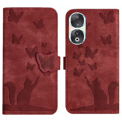 Butterfly Cat Embossing Flip Leather Phone Case, For Honor 90 Lite / X50i, For Honor 90 Pro 5G, For Honor 90 / 80