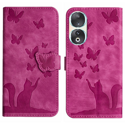Butterfly Cat Embossing Flip Leather Phone Case, For Honor 90 Lite / X50i, For Honor 90 Pro 5G, For Honor 90 / 80