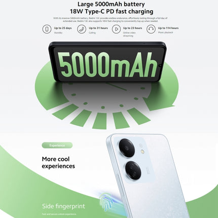 Xiaomi Redmi 13C 5G,  6.74 inch MIUI 14 MediaTek Dimensity 6100+ Octa Core 2.2GHz, NFC, Network: 5G, Not Support Google Play, 6GB+128GB