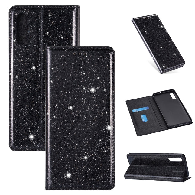 Ultrathin Glitter Magnetic Horizontal Flip Leather Case with Holder & Card Slots, For Samsung Galaxy A70, For Samsung Galaxy A7 (2018) / A750, For Samsung Galaxy J4 (2018), For Samsung Galaxy J4+