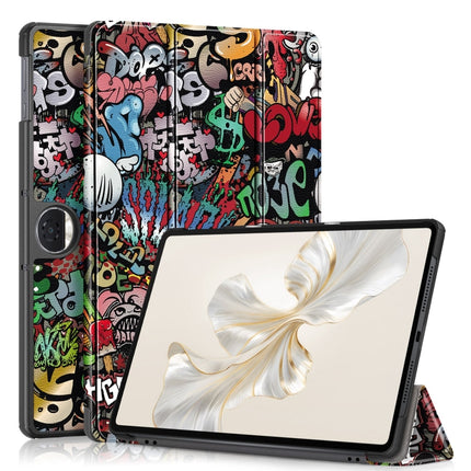 Custer Painted 3-Fold Leather Tablet Case, For Honor Pad X9a / X9 Pro, For Honor Pad V9 11.5, For Honor Pad X8a, For Honor Pad 9