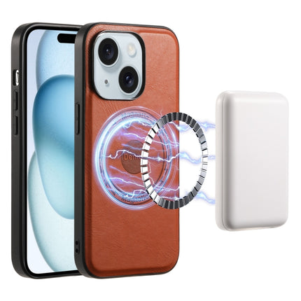 Denior Cowhide Texture Leather MagSafe Phone Case