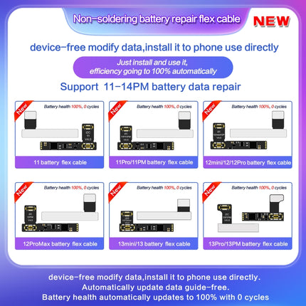 I2C External Battery Repair Cable, For iPhone 15 Pro Max / 15 Pro, For iPhone 15 / 15 Plus, For iPhone 13 Pro Max / 13 Pro, For iPhone 13 / 13 mini, For iPhone 14 / 14 Plus, For iPhone 14 Pro Max / 14 Pro, For iPhone SE 2022                            ...