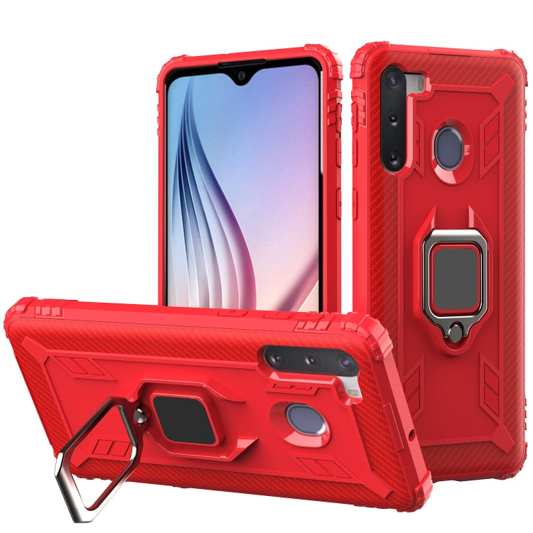 Carbon Fiber Protective Case with 360 Degree Rotating Ring Holder, For Samsung Galaxy A21 (US), For Samsung Galaxy A71 (5G), For Samsung Galaxy A51 (5G), For Xiaomi Mi 10 Lite / Youth (5G), For Xiaomi Redmi 9A, For Xiaomi Redmi 9C, For Huawei Y6p