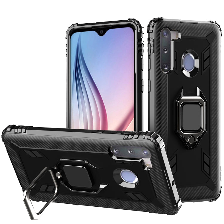 Carbon Fiber Protective Case with 360 Degree Rotating Ring Holder, For Samsung Galaxy A21 (US), For Samsung Galaxy A71 (5G), For Samsung Galaxy A51 (5G), For Xiaomi Mi 10 Lite / Youth (5G), For Xiaomi Redmi 9A, For Xiaomi Redmi 9C