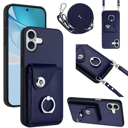 Organ Card Bag Ring Holder Phone Case with Long Lanyard, For iPhone 16e, For iPhone 16 Pro Max, For iPhone 16 Pro, For iPhone 16 Plus