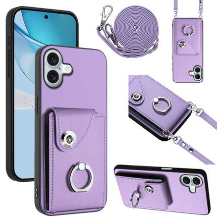 Organ Card Bag Ring Holder Phone Case with Long Lanyard, For iPhone 16e, For iPhone 16 Pro Max, For iPhone 16 Pro, For iPhone 16 Plus