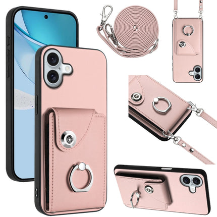 Organ Card Bag Ring Holder Phone Case with Long Lanyard, For iPhone 16e, For iPhone 16 Pro Max, For iPhone 16 Pro, For iPhone 16 Plus