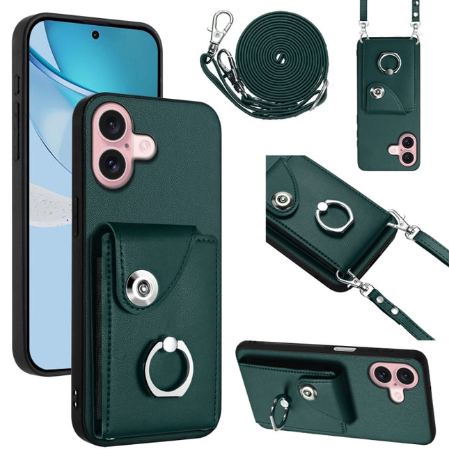 Organ Card Bag Ring Holder Phone Case with Long Lanyard, For iPhone 16, For iPhone 15 Pro Max, For iPhone 15 Pro, For iPhone 15 Plus