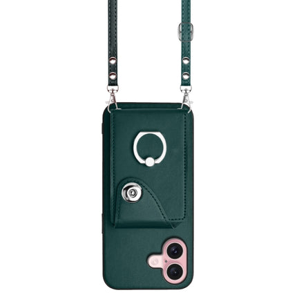 Organ Card Bag Ring Holder Phone Case with Long Lanyard, For iPhone 16, For iPhone 15 Pro Max, For iPhone 15 Pro, For iPhone 15 Plus