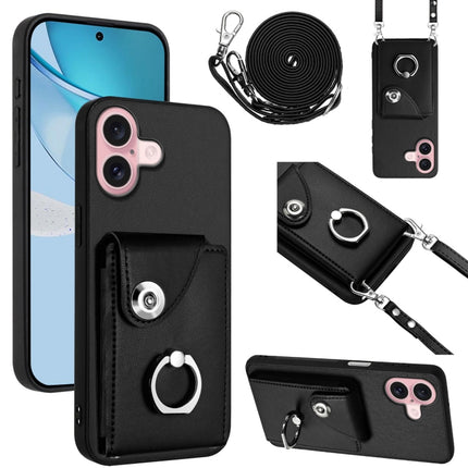 Organ Card Bag Ring Holder Phone Case with Long Lanyard, For iPhone 16, For iPhone 15 Pro Max, For iPhone 15 Pro, For iPhone 15 Plus