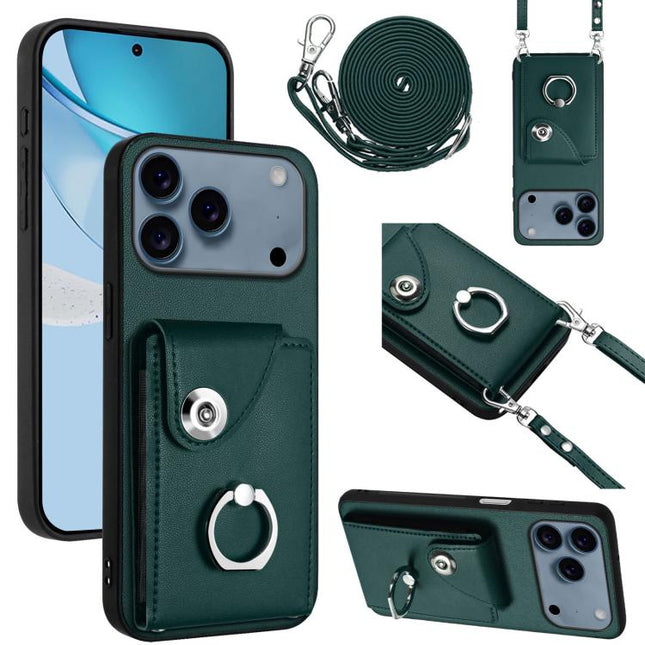 Organ Card Bag Ring Holder Phone Case with Long Lanyard, For iPhone 17e / 16e, For iPhone 17 Pro Max, For iPhone 17 Pro, For iPhone 17