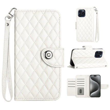 Rhombic Texture Flip Leather Phone Case with Lanyard, For iPhone 14 Pro Max, For iPhone SE 2022 / 2020 / 8 / 7, For iPhone 13 Pro Max, For iPhone 13 Pro