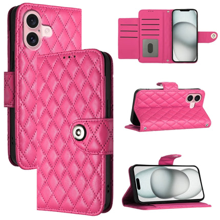 Rhombic Texture Flip Leather Phone Case with Lanyard