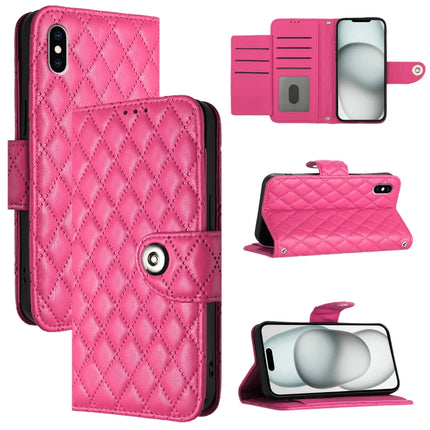 Rhombic Texture Flip Leather Phone Case with Lanyard, For iPhone XS Max, For iPhone 8 Plus / 7 Plus / 6s Plus