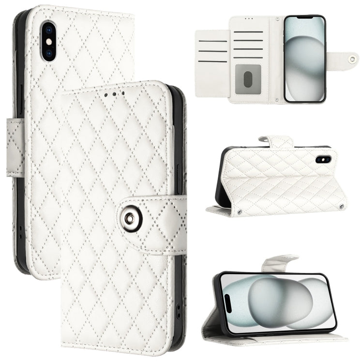 Rhombic Texture Flip Leather Phone Case with Lanyard
