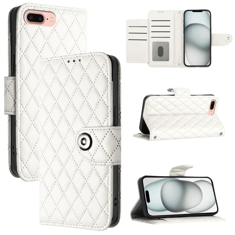 Rhombic Texture Flip Leather Phone Case with Lanyard