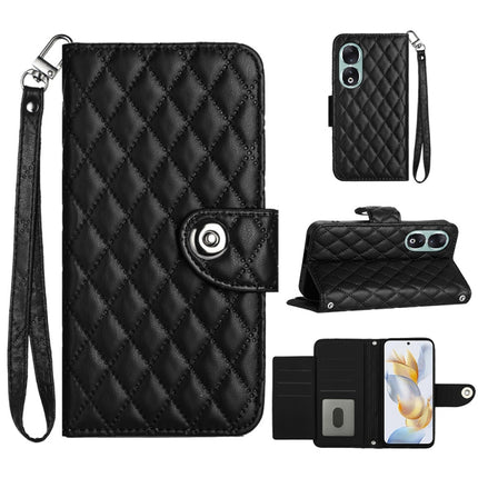 Rhombic Texture Flip Leather Phone Case with Lanyard, For Honor 90 Pro, For Honor 90, For Honor X7a / Play7T, For Honor X8 5G / X6 4G / 70 Lite