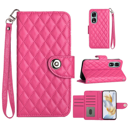 Rhombic Texture Flip Leather Phone Case with Lanyard, For Honor 90 Pro, For Honor 90, For Honor X7a / Play7T, For Honor X8 5G / X6 4G / 70 Lite
